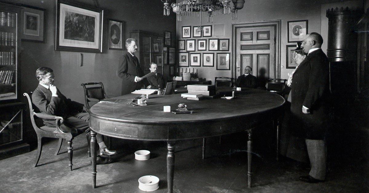 En borgerlige vielse på Råd- og Domhuset i 1901. Fot: Peter Elfelt, Københavns Museum